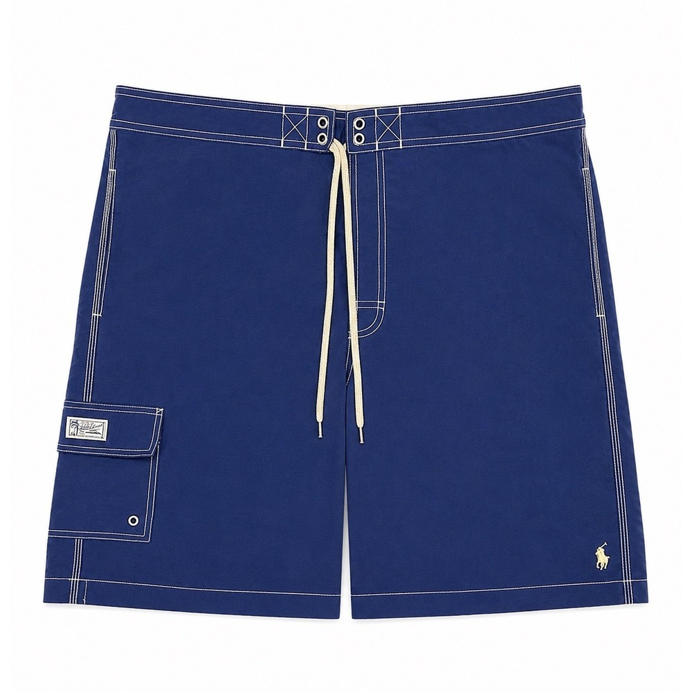 Polo Ralph Lauren Mens Navy Blue Cargo Swim Trunks Board Shorts Lined Size XL